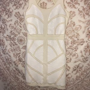 nordstrom sparkly white & cream bodycon dress
